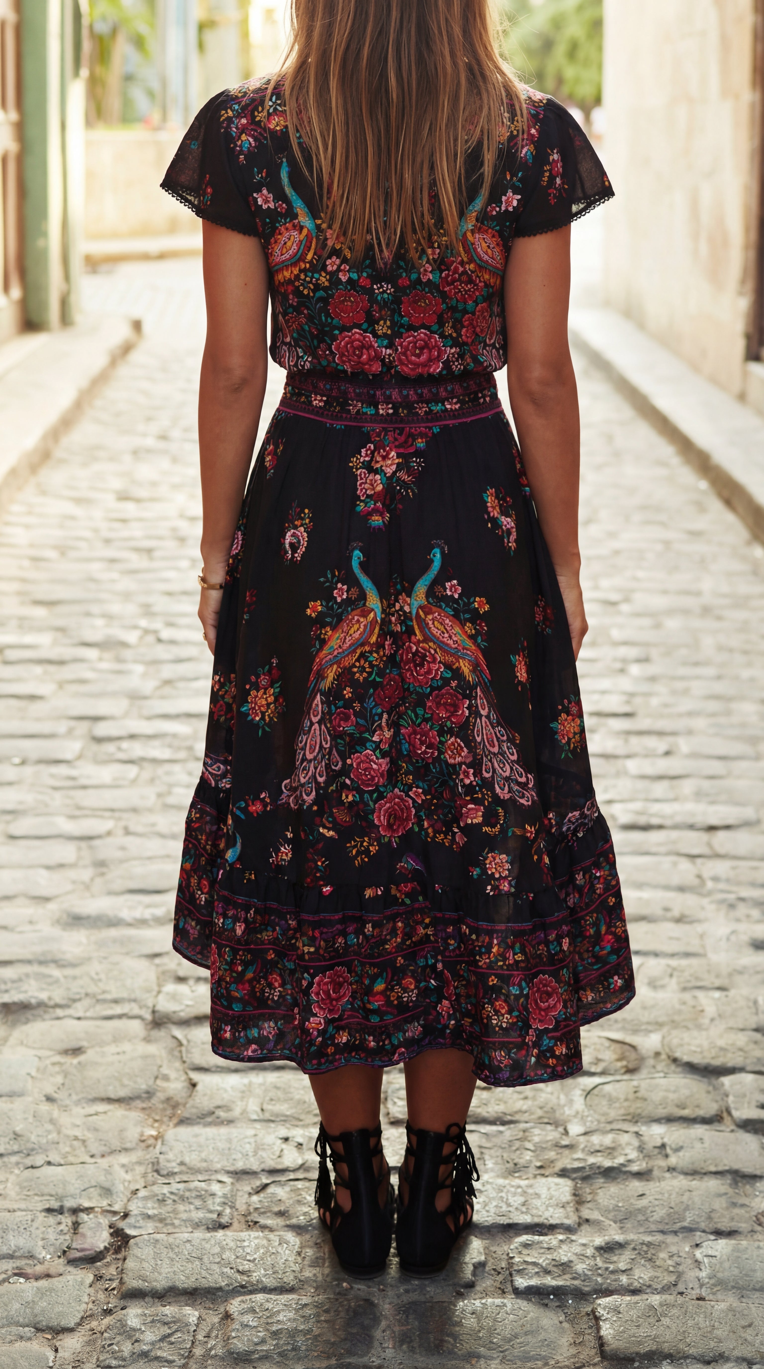 Bohemian Red Floral Dress